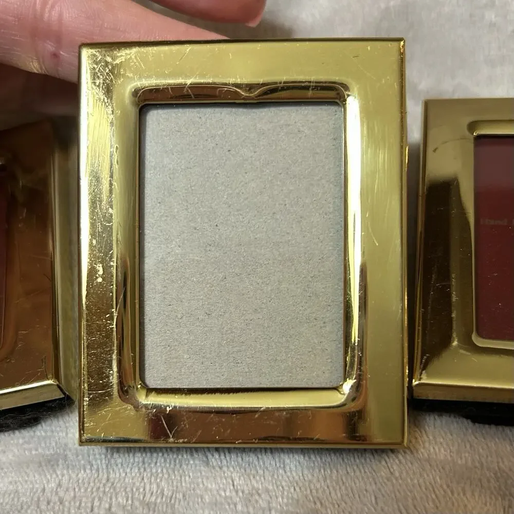 Vintage Solid Brass Hand-Polished and Lacquer-Coated Picture Frames Set of 3